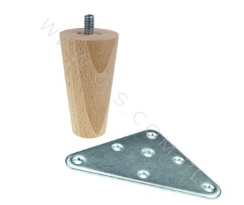 [8 CM] Holz Buche  Massivholz  Gerade Möbelfüße 45/25 mm mit Montageplatte