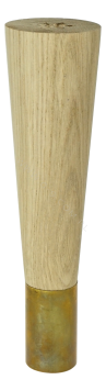 Nóżka dębowa prosta stożek H-200 surowa, z nakładką z mosiądzu