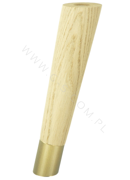 Nóżka dębowa skośna stożek 25 cm surowa, z nakładką antico