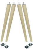 4 St. [45 CM] Holz Buche Massivholz  Schräg Möbelfüße 45/25 mm mit gewindebolzen M8 x 25 mm und Montageplatten