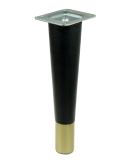 Nóżka bukowa prosta stożek 25 cm czarna, z nakładką antico z blachą