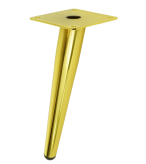 Noga stalowa skośna stożek 23 cm, z blachą montażową, złota