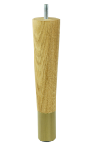 Nóżka dębowa prosta stożek 20 cm z nakładką z mosiądzu ze szpilką M8 x 25 mm