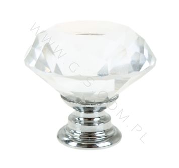 Uchwyt kryształ - diament 30 mm, srebrna podstawa