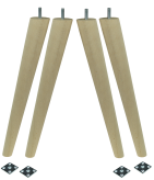 4 St. [35 CM] Holz Buche Massivholz  Schräg Möbelfüße 45/25 mm mit gewindebolzen M8 x 25 mm und Montageplatten